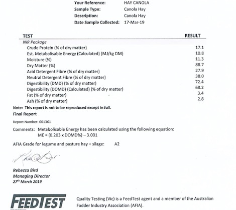 138 8x4x4 Bales of New Season Canola Hay