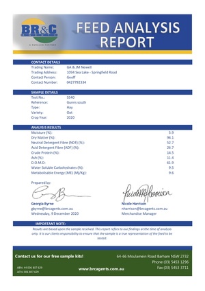 70mt Oaten Hay (14.5% Protein)