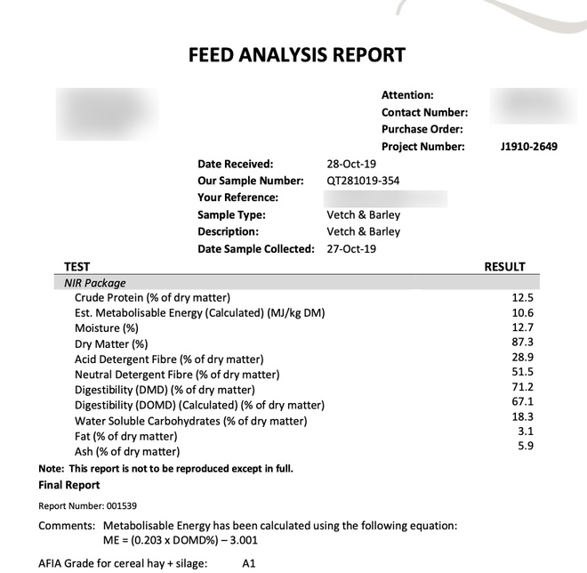 90mt Barley Vetch Hay 660kg 8x4x3 Bales (Under Hay caps in paddock)