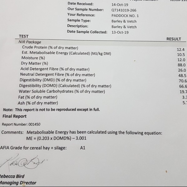 Cereal & Vetch Hay 8x4x3 Bales