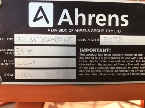 35 m/t Sherwell 1511 Super Jumbo Field Bin 