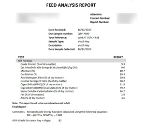75mt Wheaten Rye Vetch Hay 600kg 8x4x3 Bales (20/21 Season)