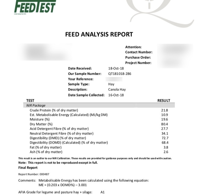 100mt Canola Hay 600kg+ approx. 8x4x3 Bales