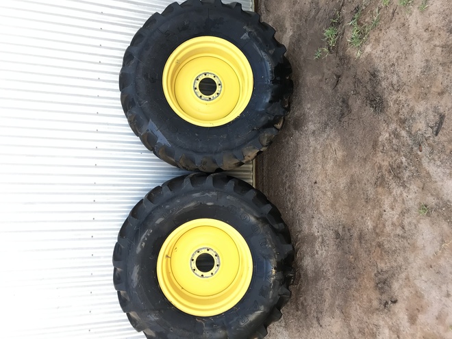 Steer Tyres on Rims off a John Deere Header