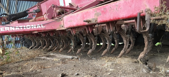 International 511 28 Row Combine With Small Seed Box & Finger Harrows