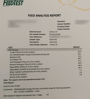 200mt Vetch/Clover Hay 650kg 8x4x3 Bales ex Paddock
