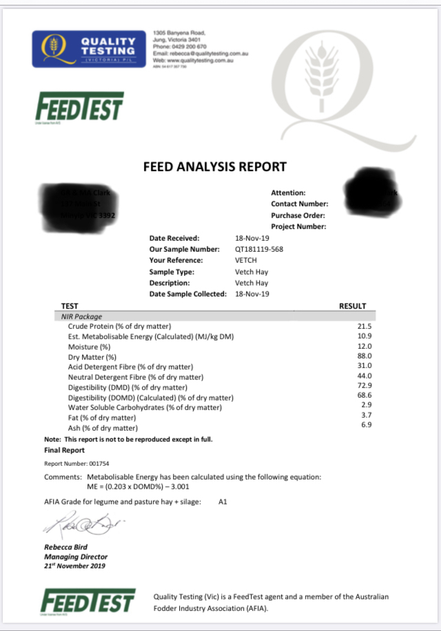 New Seasons Vetch Hay