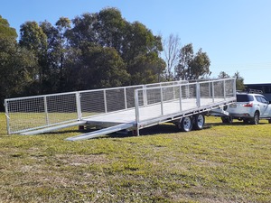 Hay Trailer Tandem & Tri Axle Models 14ft x 7ft 3.5ton Flat Top Hydraulic Tilt Hot Dipped Galvanized Trailer