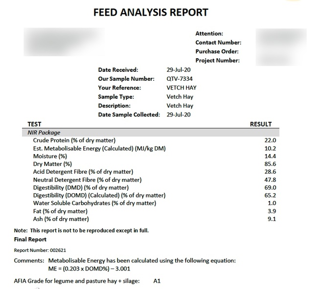76mt Vetch Hay 580-600kg 8x4x3 Bales