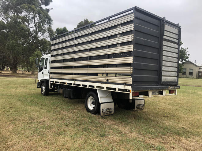 ISUZU 1999, 550 LONG, TIP TRAY & STOCK CRATE