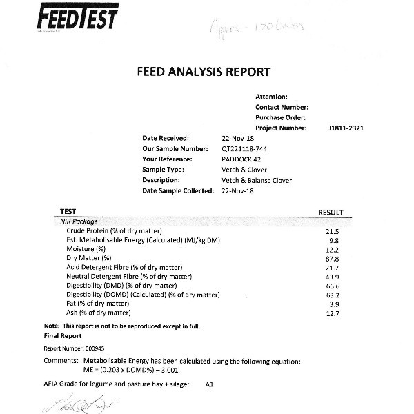 A1 Vetch/Balansa Hay