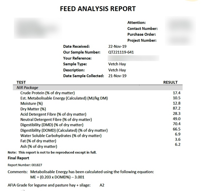 400mt Vetch Hay 660kg 8x4x3 Bales