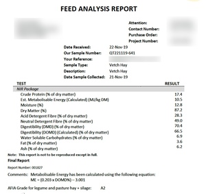 400mt Vetch Hay 660kg 8x4x3 Bales