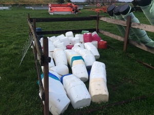 Large Quantity of Buckets for Pellet Feed