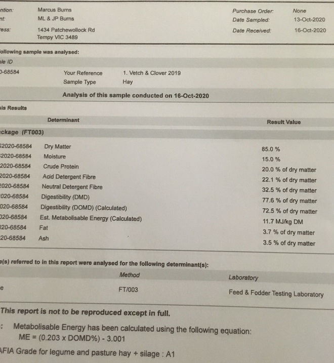 100mt Vetch Clover Hay 600kg+ 8x4x3 Bales (19/20 Season)