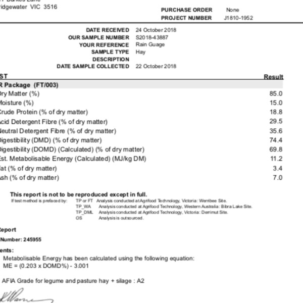 140mt Canola Hay 620kg 8x4x3 Hay